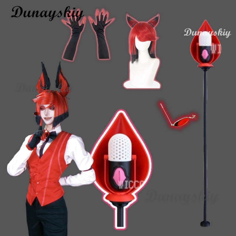 Detachable Cosplay Prop - ハズビンコスプレ小道具セット アラストールコスプレ小道具 145CM 取り外し可能な垂直マイクスティック杖 ハロウィンカーニバルパーティー小道具