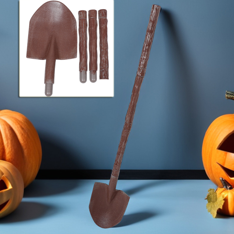 Detachable Cosplay Prop - ハロウィンコスチューム小道具墓地ツール偽プラスチック取り外し可能なシャベルコスプレアクセサリーダークブラウンお化け屋敷の装飾