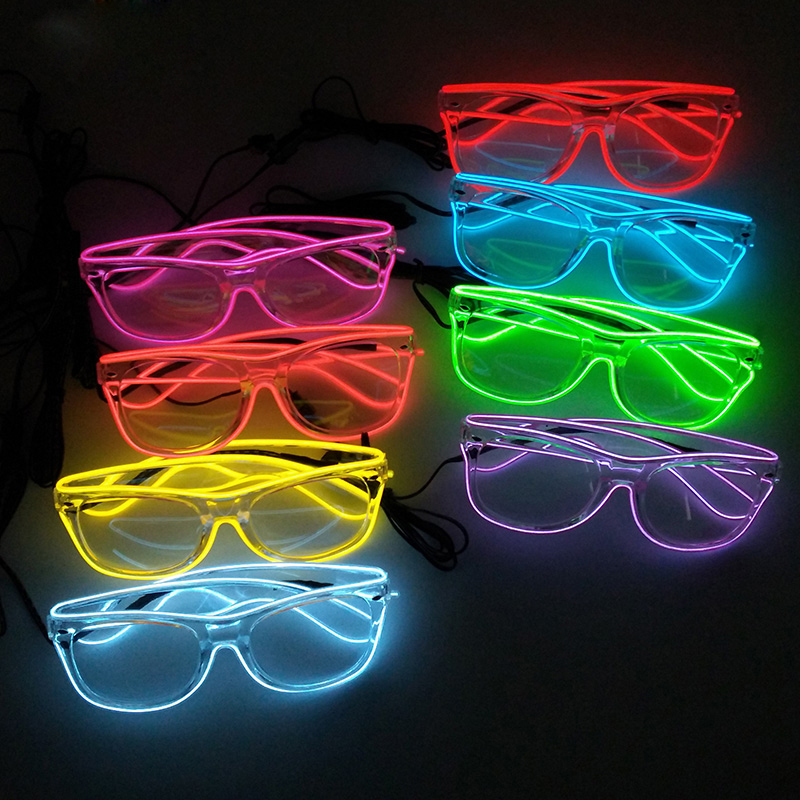 Led El Wire - LEDライト付きの透明な吊り下げ式サングラス,クラシックなパーティー照明,ギフト,明るい光,1個
