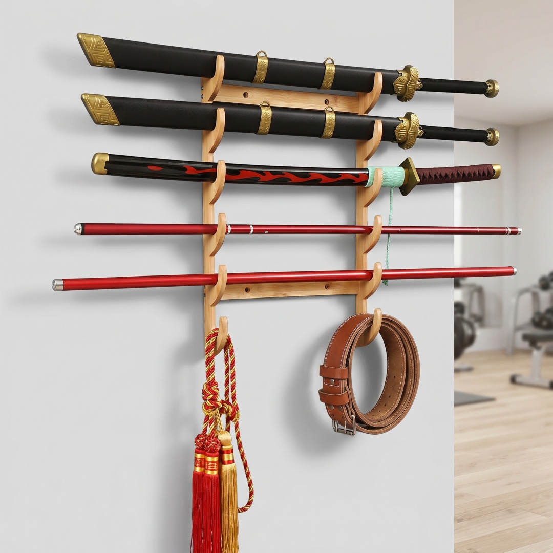 Cosplay Prop Katana - 8層式壁掛け刀剣収納棚サポートホルダー アニメコスプレ木製サーベル侍刀ディスプレイ本物の日本刀飾り