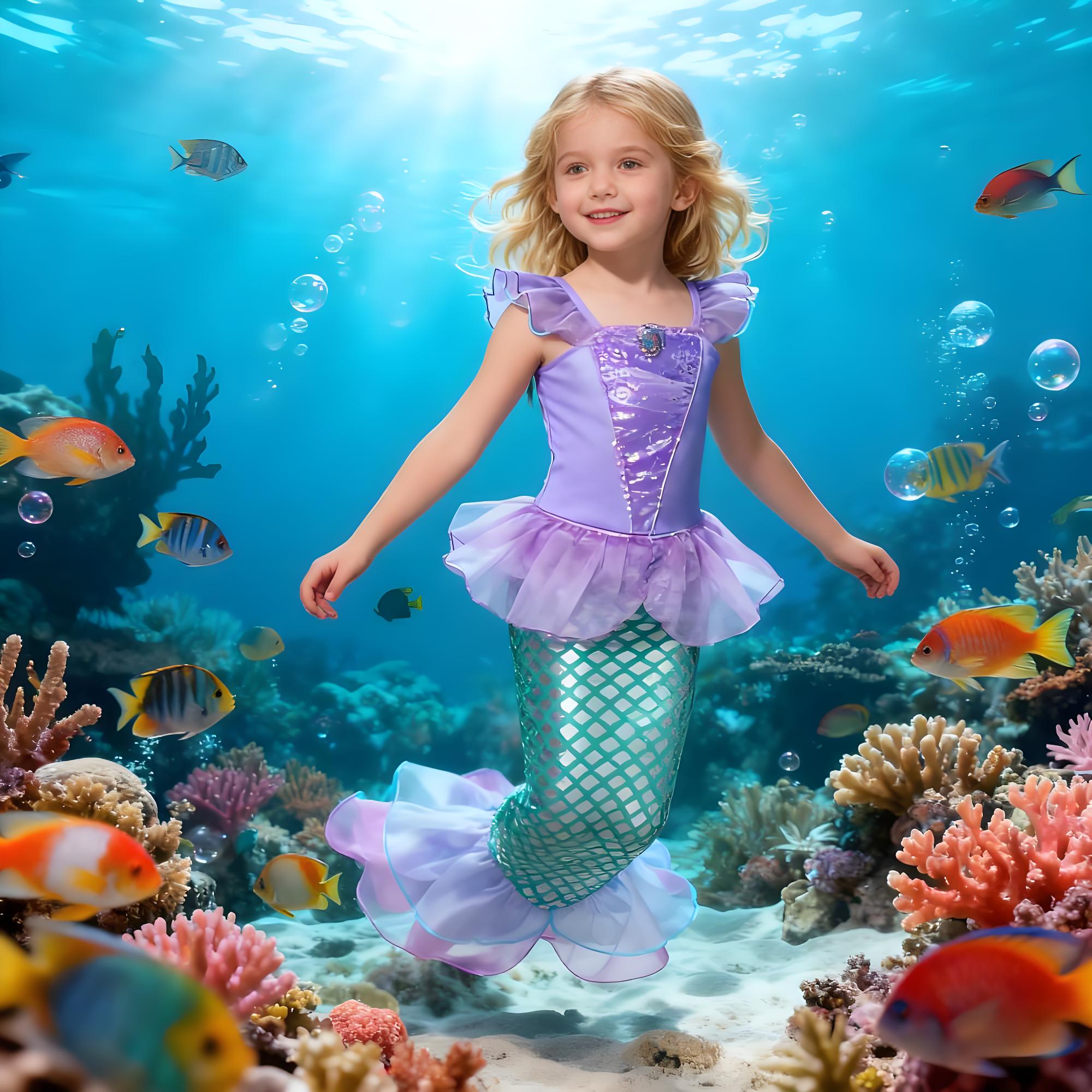 夏マーメイド誕生日パーティードレス女の子かわいい衣装カーニバ - Briar Cosplay Prop のレビューと価格