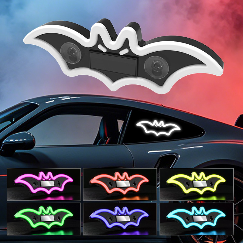 コウモリ柄車用LEDカラフル三角窓ソーラー雰囲気ライト 車用 - Led El Wire のレビューと価格